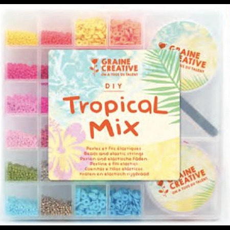 Graine créative - Coffret de perles et fils élastiques - Tropical Mix
