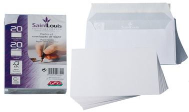 GPV Kit de 20 cartes et 20 enveloppes Saint Louis blanc