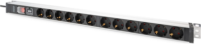 DIGITUS 19" Steckdosenleiste, 12-fach, mit Schalter