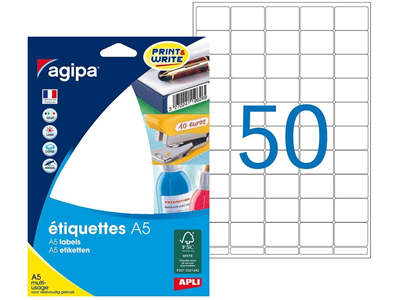 agipa Etiquette universelle 19 x 25 mm blanc