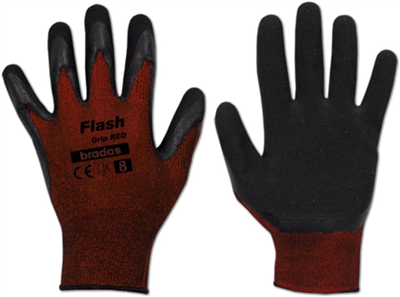 Bradas Gants de travail Flash Grip RED, noir/rouge, L