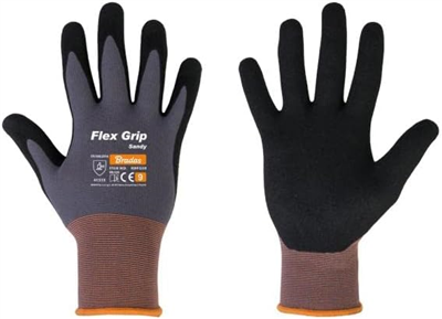 Bradas Gants de travail Flex Grip Sandy, noir/gris, XXL