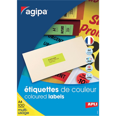 agipa Etiquette d'adresse 210 x 297 mm vert fluo