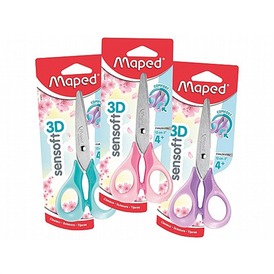 Maped Ciseaux sensoft 3D pastel rond longueur : 130 mm