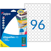 Agipa Etiquettes multi-usage, diamtre: 15 mm, rond, blanc 114002