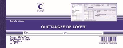 Elve Carnet à souche "Quittances de loyer", 100 x 270 mm 137