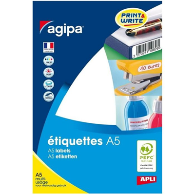 agipa Etiquette universelle diamètre : 8 mm rond blanc