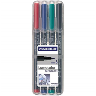 Staedler Marqueur permanent 313S Lumocolor, étui de 4 313 WP4