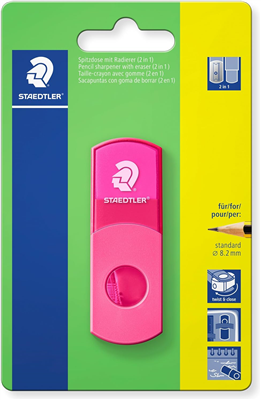 STAEDTLER Combi gomme - taille-crayon 511 SE, rose fluo