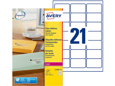 AVERY Etiquette d'adresse 63,5 x 38,1 mm transparent