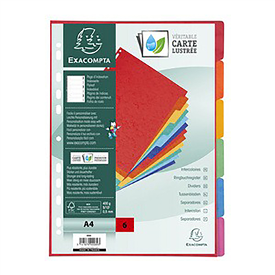 EXACOMPTA Intercalaires en carton A4+ 6 touches