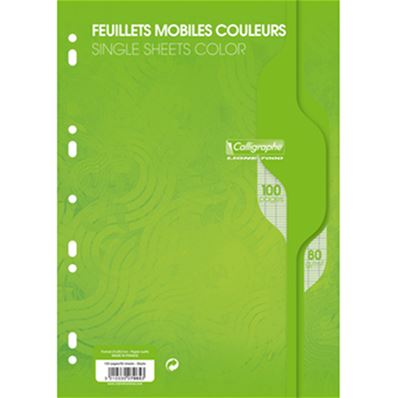 Calligraphe Feuillets mobiles A4 100P seyes 80G vert 7965