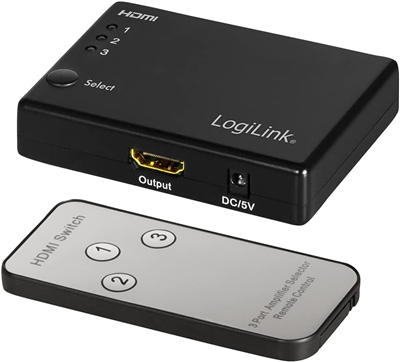 LogiLink Commutateur Full HD Small HDMI, 3 ports, noir