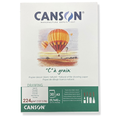 CANSON Bloc papier dessin C à grain A3 224 g/m2