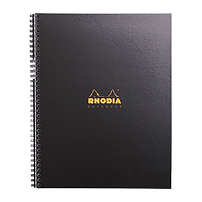 RHODIA Cahier à spirale Note Book A4+ quadrillé 5x5,noir