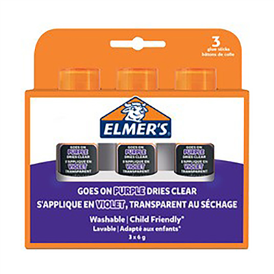 ELMER'S Bâton de colle Disappearing Purple 6 g blister x3