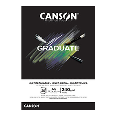 CANSON Bloc de dessin GRADUATE MIXED MEDIA A4 noir