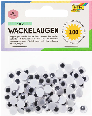 folia Yeux mobiles, rond, 7 mm, non autocollant