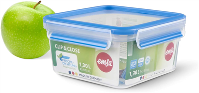 emsa Boîte de conservation CLIP & CLOSE, 1, 3 litre, carré