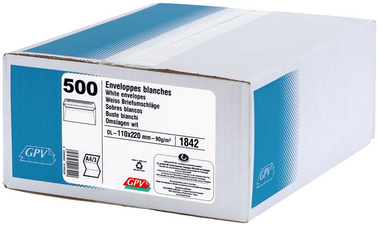 GPV Enveloppes DL 110 x 220 mm blanc avec fenêtre