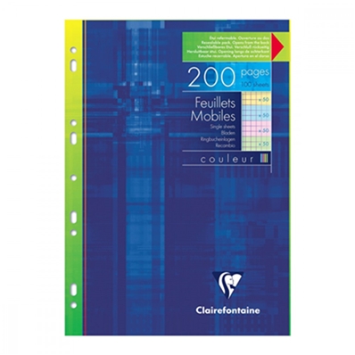 Clairefontaine Paquet de 200 Feuillets Mobiles petits carreaux 90 g A4 A 175112C