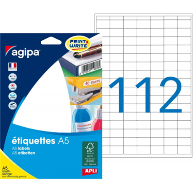 agipa Etiquette universelle 12 x 18,3 mm blanc