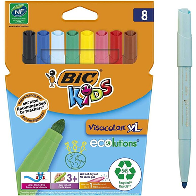 BIC KIDS Feutre Visacolor XL ecolutions étui en carton de 8