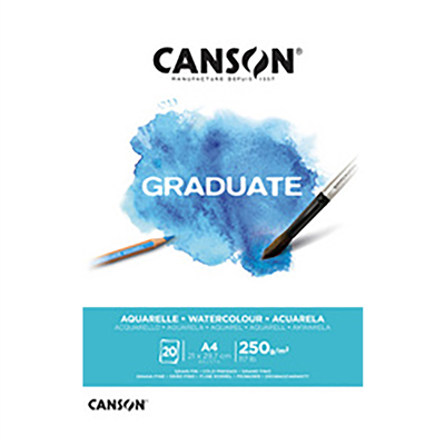 CANSON Bloc de dessin GRADUATE AQUARELLE A4