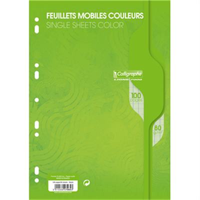 Calligraphe Feuillets mobiles A4 100P seyes 80G vert 7965