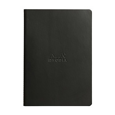 RHODIA Carnet piqure textile RHODIARAMA A5 ligné noir