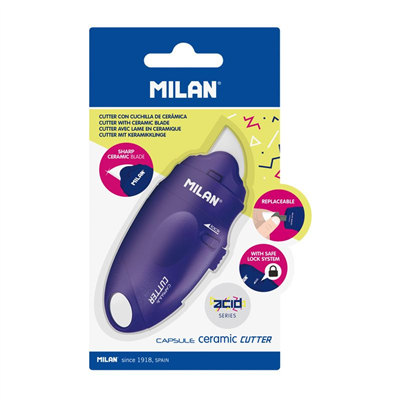 Milan Blister CAPSULE Cutter bleu avec lame céramique