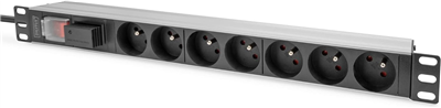DIGITUS Multiprise 19", 7 prises, 1 U, avec interrupteur