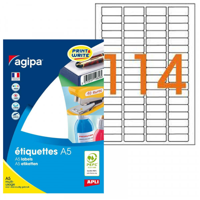 agipa Etiquette universelle 10 x 22 mm blanc