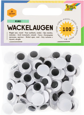 folia Yeux mobiles, rond, 12 mm, non autocollant