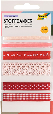 folia Ruban en tissu set "Rosy Love", longueur totale : 5, 5 m