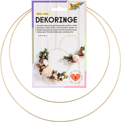 folia Anneau décoratif métal, 250 mm et 300 mm, or