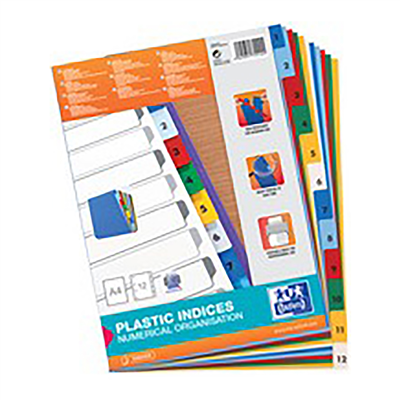 Oxford Intercalaires en plastique chiffres A4 12 touches