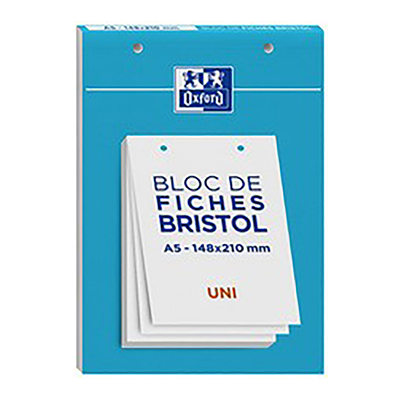 Oxford Bloc de fiches bristol A5 uni blanc