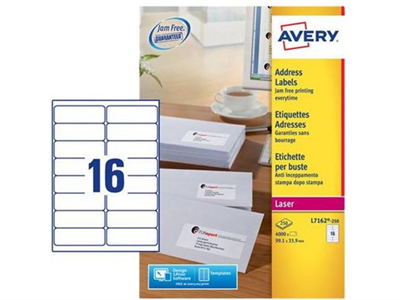 AVERY Etiquette d'adresse, 99,1 x 33,9 mm, blanc