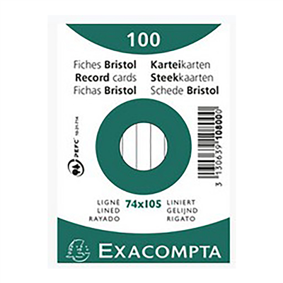 EXACOMPTA Fiches bristol A7 uni blanc