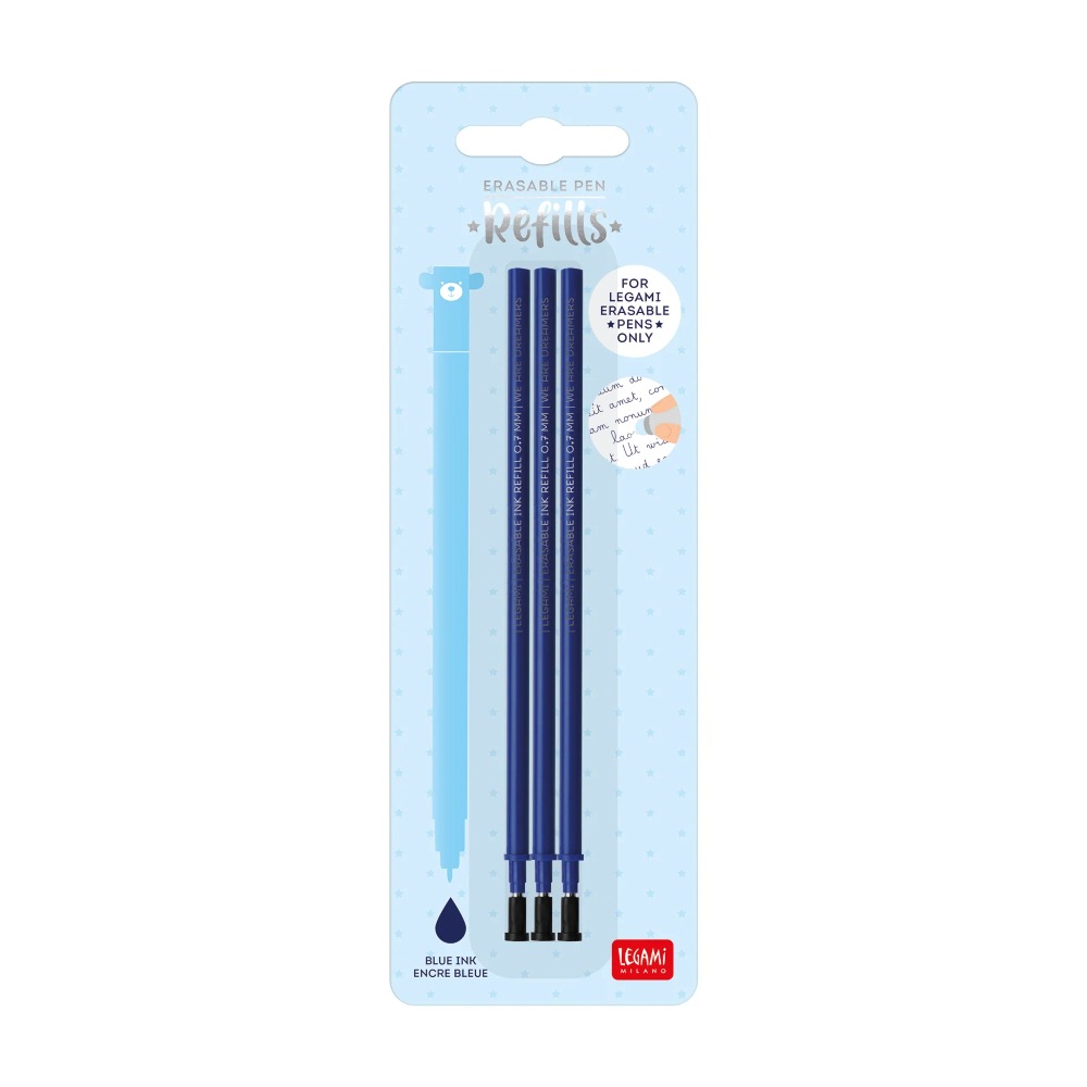 Legami Lot de 3 recharges pour stylo à encre gel effaçable - Bleu