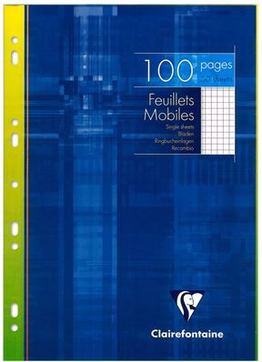 Clairefontaine Feuillets mobiles A4, quadrillé 5/5,100 pages 1732C