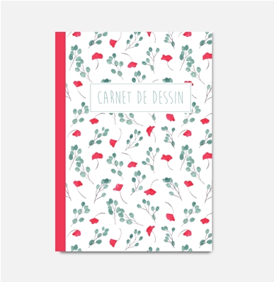 Pasale Editions Carnet de dessin fleurs rouge