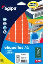 agipa Etiquettes universelles 16 x 22 mm rouge