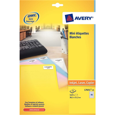 AVERY Mini étiquette d'adresse laser 38,1 x 21,2 mm blanc