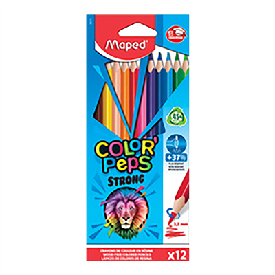 Maped Crayon de couleur COLOR'PEPS STRONG étui carton de 12