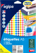 Agipa tiquettes de couleur, diamtre: 8 mm, rond, assorti 011995