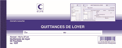 Elve Carnet à souche "Quittances de loyer", 100 x 270 mm 137