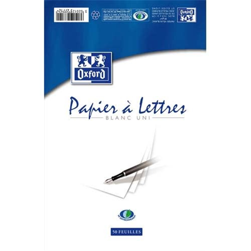 OXFORD Bloc correspondance de 50 feuilles 80 grammes format 148x210 mm uni