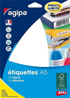 agipa Etiquette universelle 15 x 50 mm blanc